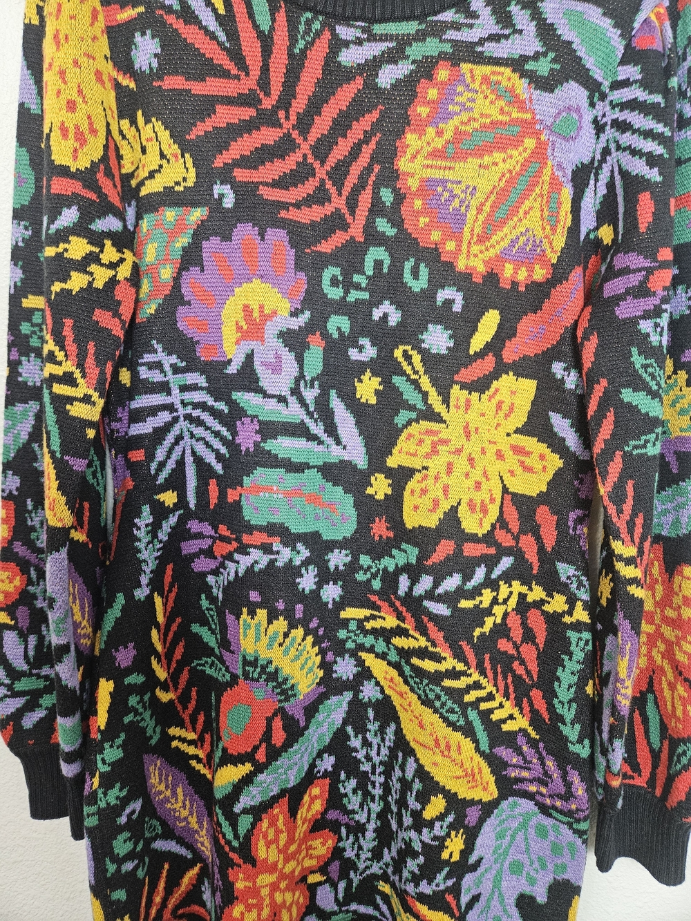 Fate Black Floral Knit Mini Dress with Multicolor Blooms - Picture 6 of 6